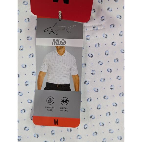 Greg Norman ML75 Play Drive Golf Polo River Drive White Size Medium NWT - Picture 3 of 9